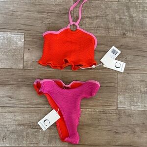 Clone Swim Two-Piece Swimsuit - Red and Pink- NWT